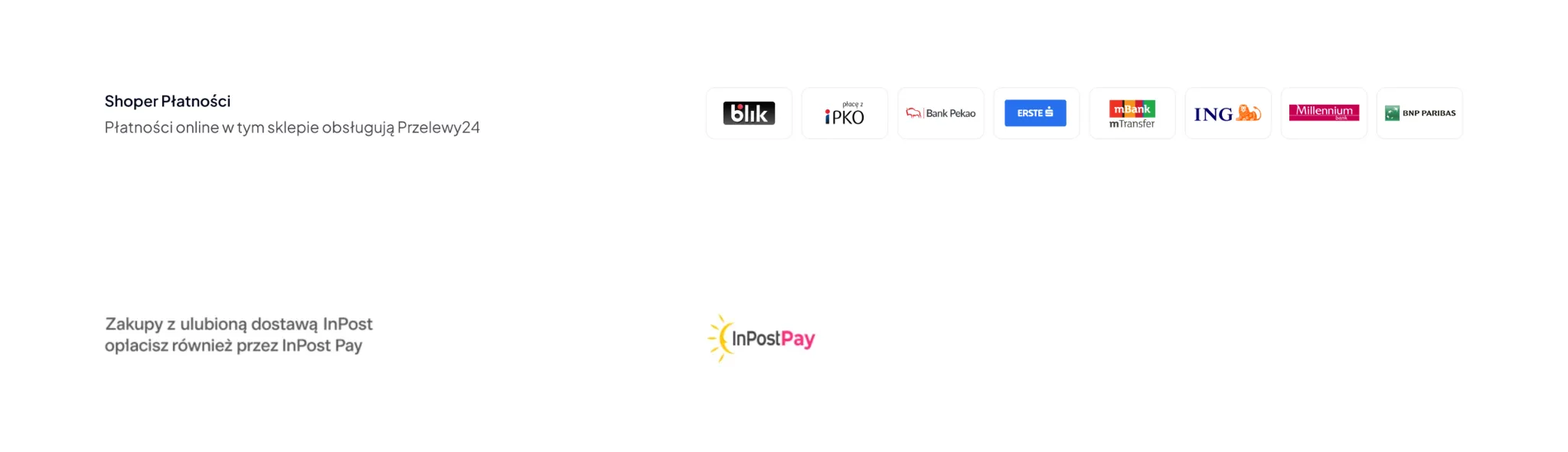 W sklepie zrealizujesz płatności Przelewy24 i InPost Pay